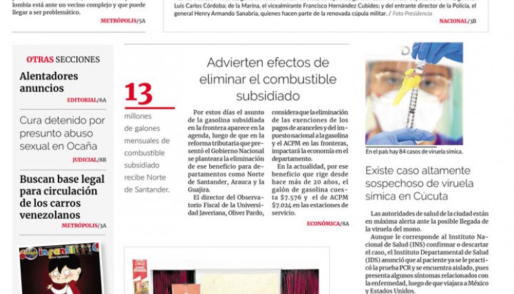 Portada del sábado, 13 de agosto de 2022