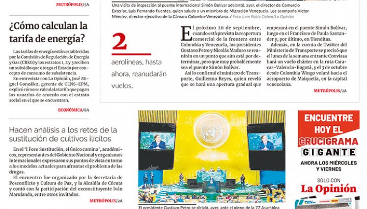 Portada del 21 de septiembre de 2022