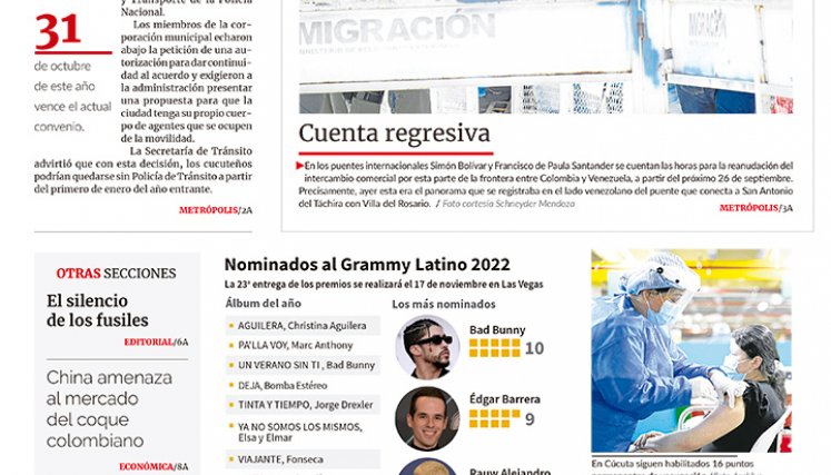 Portada del 23 de septiembre de 2022