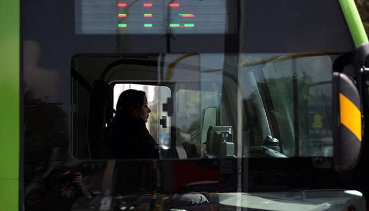 Flota de buses en Bogotá.
