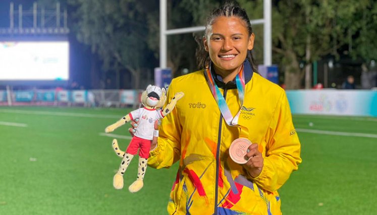 Marcela Ayala, rugbier cucuteña ganadora de bronce en los Juegos Suramericanos.