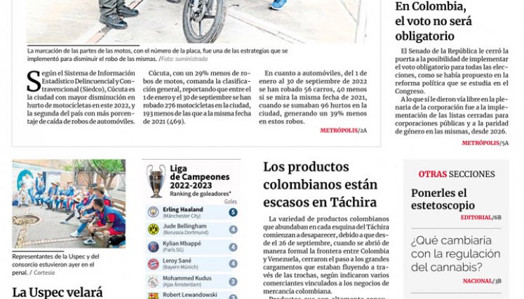 Portada del jueves, 13 de octubre de 2022