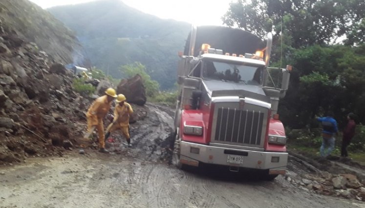 Paso a un solo carril en la carretera Ocaña - Cúcuta./Foto: cortesía