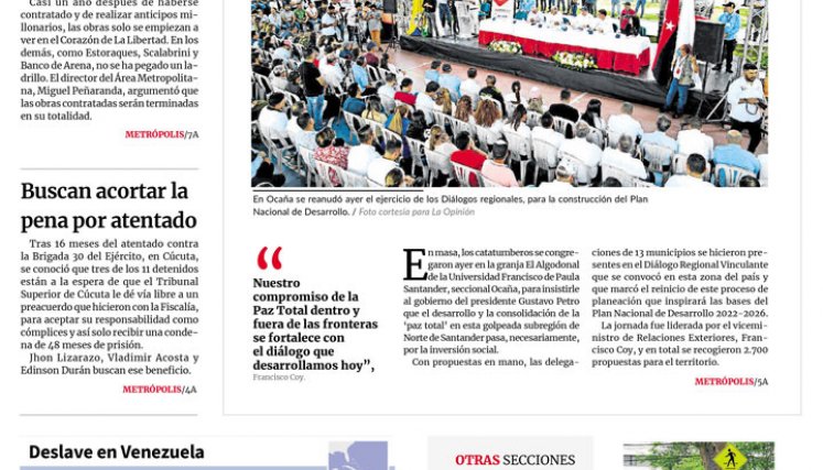 Portada del miércoles, 12 de octubre de 2022
