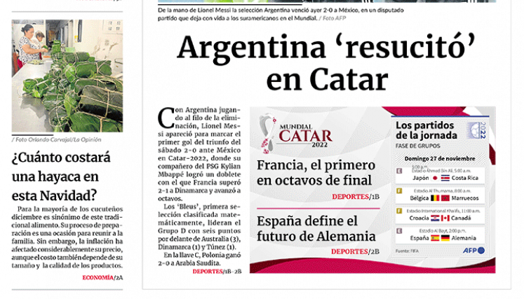 Portada del 27 de noviembre de  2022