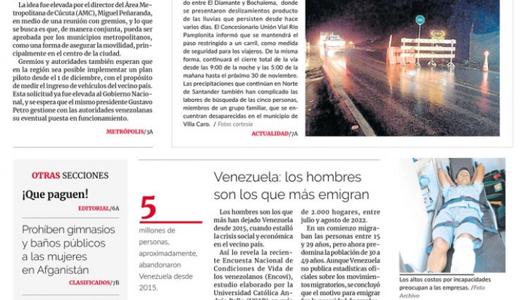 Portada del lunes, 14 de noviembre de 2022