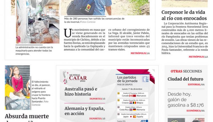 Portada del jueves, 1 de diciembre de 2022