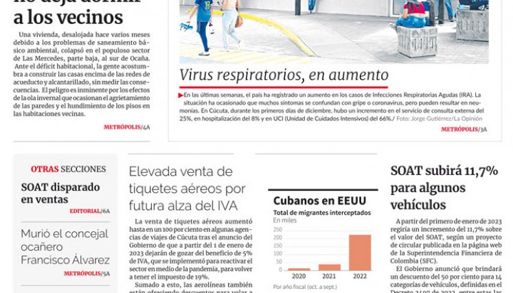 Portada del jueves, 29 de diciembre de 2022