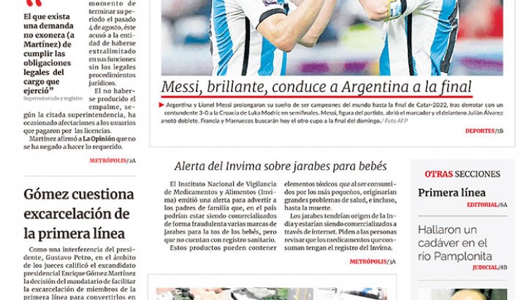 Portada del 14 de diciembre de 2022