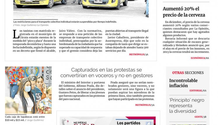 Portada del martes, 6 de diciembre de 2022