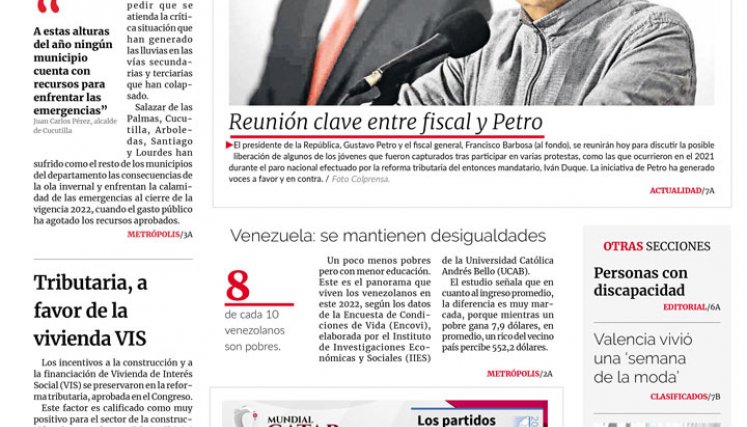 Portada del lunes, 5 de diciembre de 2022