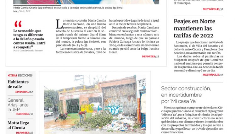 Portada del jueves, 19 de enero de 2023