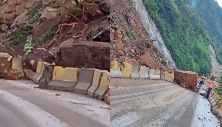 Cierre total en la vía Cúcuta - Pamplona por caída de rocas 