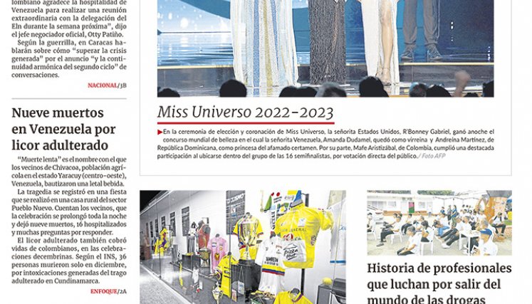 Portada del domingo, 15 de enero de 2023