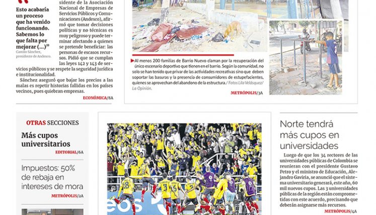 Portada del sábado, 28 de enero de 2023