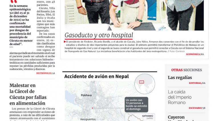 Portada del lunes, 16 de enero de 2023