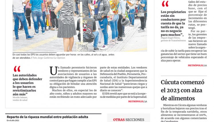 Portada del martes, 17 de enero de 2023