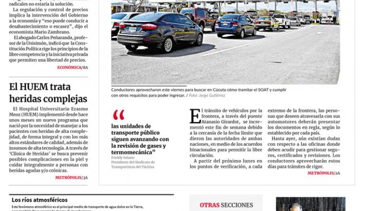 Portada del sábado, 7 de enero de 2023