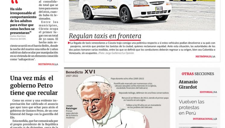 Portada del jueves, 5 de enero de 2023