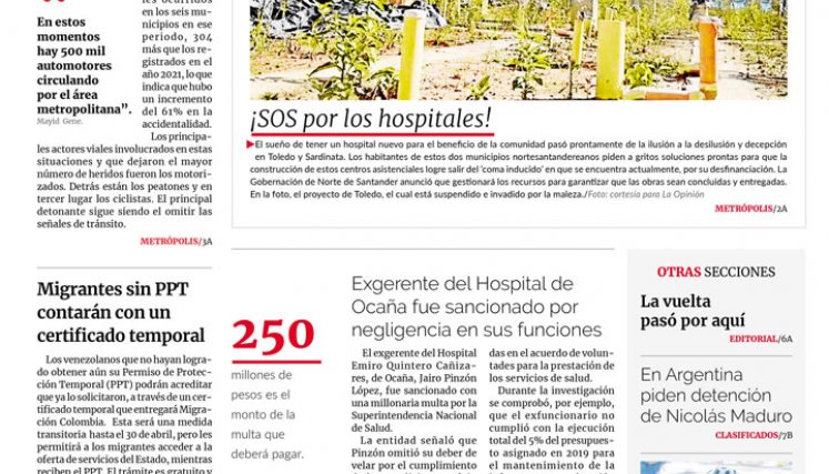 Portada del lunes, 23 de enero de 2023