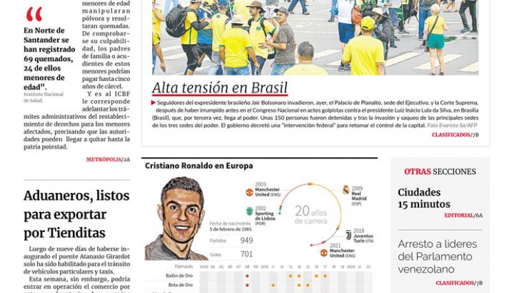 Portada del lunes, 9 de enero de 2023