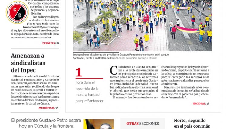 Portada del jueves, 16 de febrero de 2023
