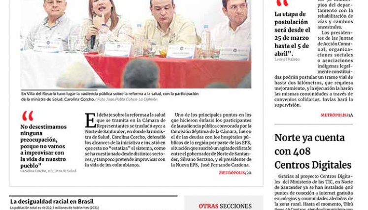 Portada del sábado, 25 de marzo de 2023