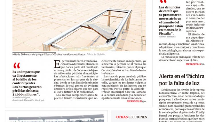 Portada impresa La Opinión del lunes 17 de abril de 2023