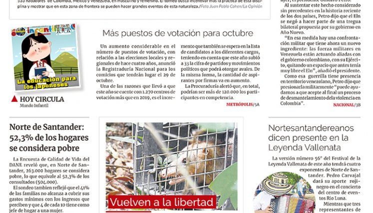 Portada del sábado 22 de abril de 2023