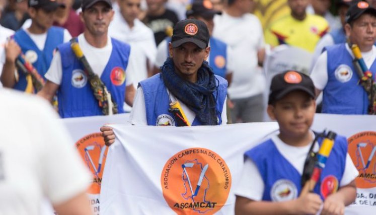 El Catatumbo también llegó a la movilización. Campesinos de esta zona están a la espera de que el Gobierno cumpla con la construcción de la Universidad del Catatumbo. / 