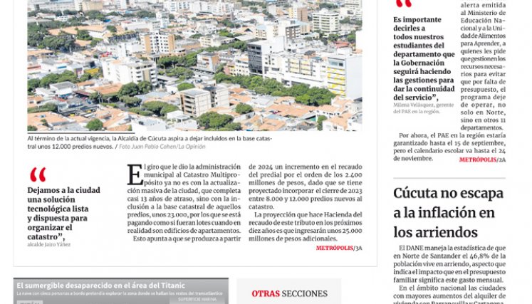 Portada del jueves, 22 de junio de 2023