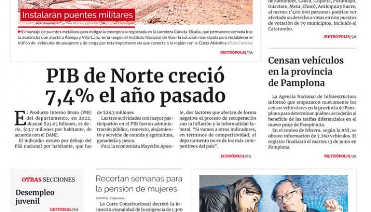 Portada del miércoles, 7 de junio de 2023
