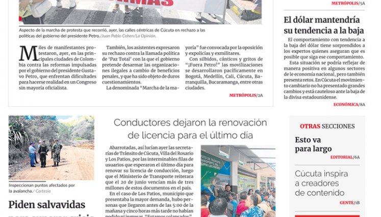 Portada del miércoles, 21 de junio de 2023