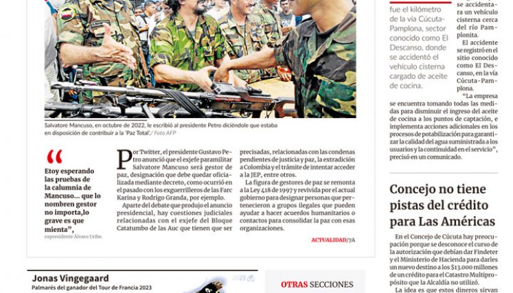 Portada de La Opinión del Lunes 24 de julio de 2023.