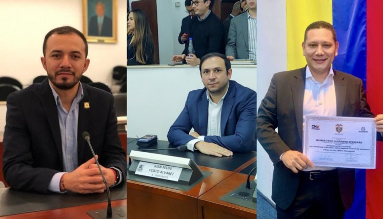Diógenes Quintero, representante de la curul de paz; Juan Felipe Corzo, del Centro Democrático, y Wilmer Guerrero, del Partido Liberal, aparecieron en la relación de la UNP./ Fotos archivo