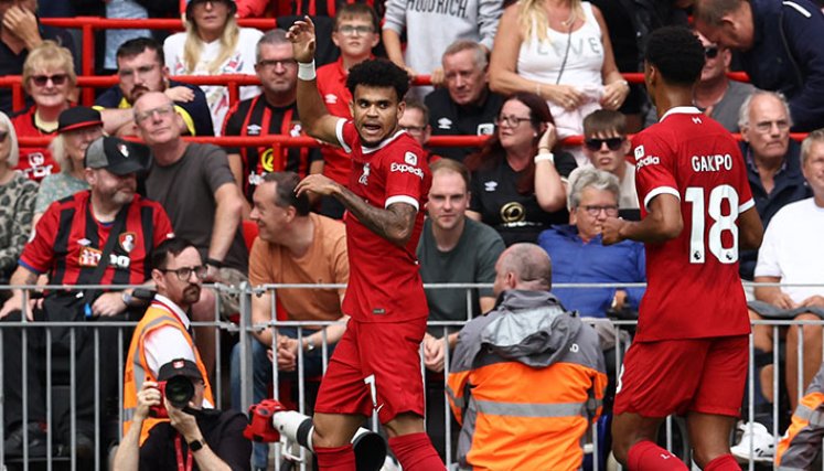 Luis Díaz celebró con el Liverpool. 