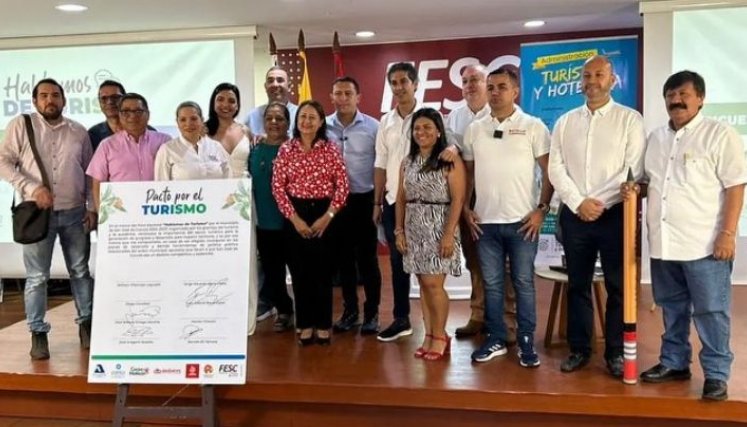 Juan Gabriel Baca, Jhon Edison Ortega, José Gregorio Botello y Ramón Elí Támara participaron en el foro que se desarrolló en la Fesc. /Foto: cortesía