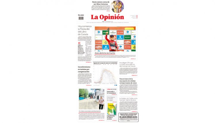 Portada impresa La Opinión del Lunes 4 de septiembre de 2023