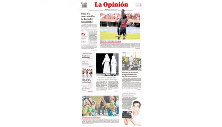 Portada impresa de La Opinión del domingo 17 de septiembre de 2023.