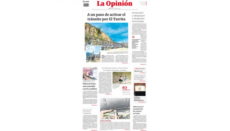 Portada del jueves, 14 de septiembre de 2023