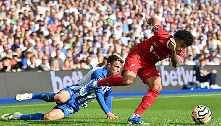El colombiano Luis Díaz tuvo un buen partido en el empate frente al Brighton.