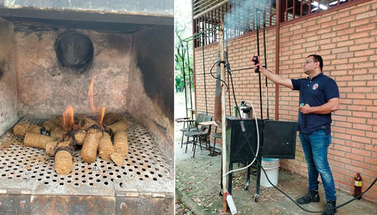En comparación con el carbón mineral, con la biomasa (producto compactado) se logró obtener una generación de vapor del 69%./Foto Cortesía