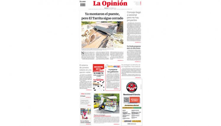 Portada del miércoles, 4 de octubre 2023