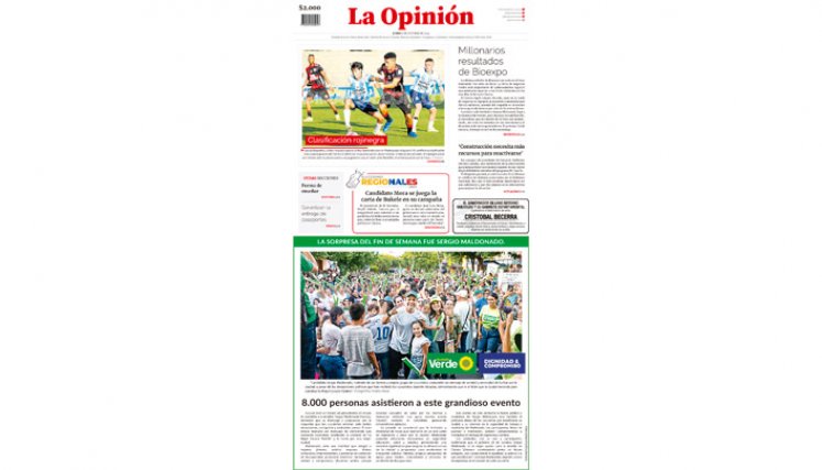 Portada de La Opinión del lunes 2 de octubre de 2023