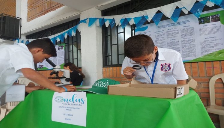 Niños de la institución educativa La Salle integran los semilleros de investigación para conservar los humedales./Foto La Opinión