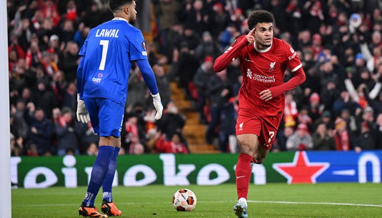 Luis Díaz celebró en la Europa League. 