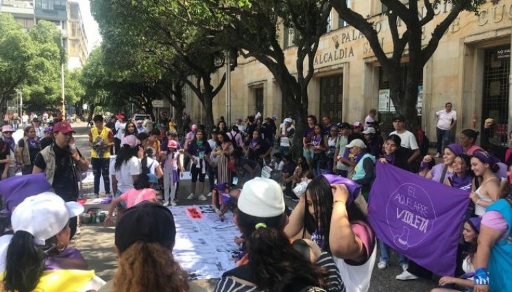 A la movilización fueron aproximadamente 200 personas. / Foto:  Nicolás Mojica. 