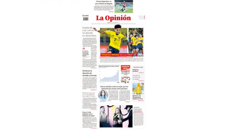 Portada La Opinión del viernes 17 de noviembre de 2023