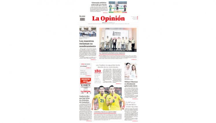 Portada La Opinión del miércoles 22 de noviembre de 2023.