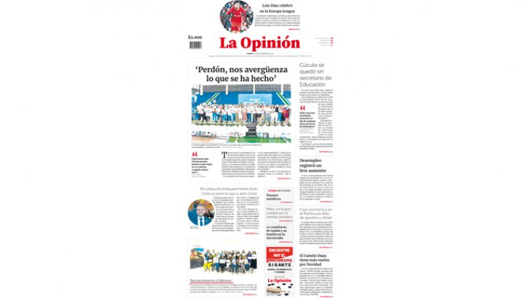 Portada del viernes 1 de diciembre de 2023